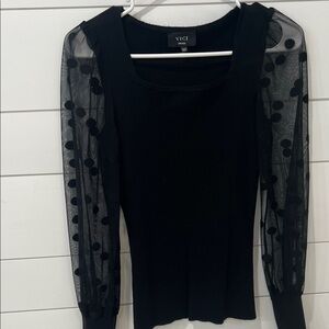 Vici Black Mesh Sleeve Blouse